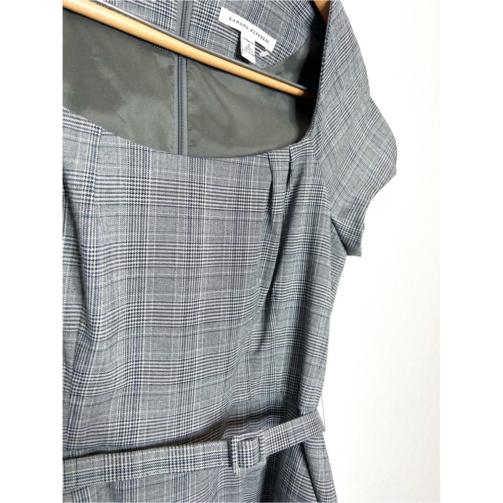 Banana Republic Womens Classic Grey Plaid Business Casual Sheath Mini Dress 8 - Picture 2 of 6